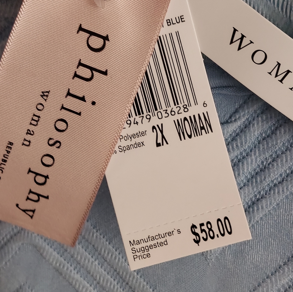 New 2X Hi-Lo Womens Top by Philosophy Dusty Blue - Picture 6 of 13